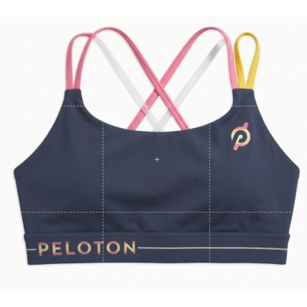 Peloton Apparel Pride Edition Multi Strap Sports Bra Blue Pink Yellow